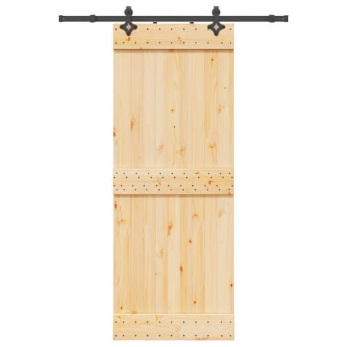 Skjutdörr med beslag 80x210 cm massiv furu