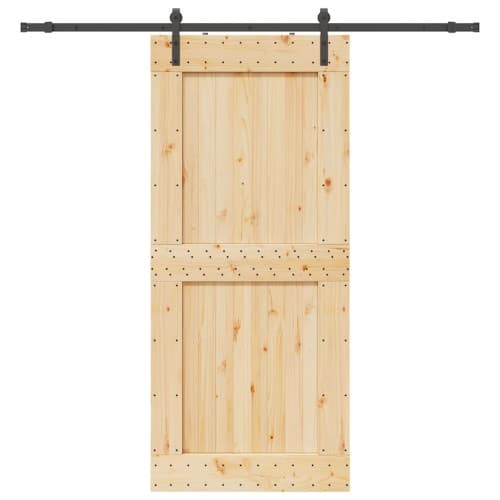 Skjutdörr med beslag 100x210 cm massiv furu