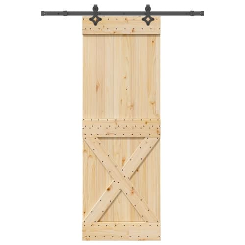 Skjutdörr med beslag 80x210 cm massiv furu