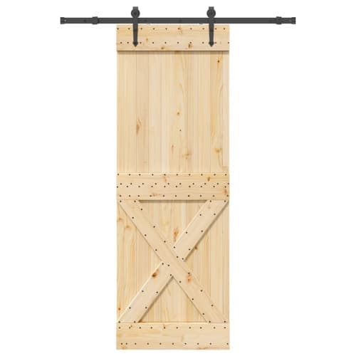 Skjutdörr med beslag 80x210 cm massiv furu