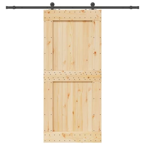 Skjutdörr med beslag 100x210 cm massiv furu