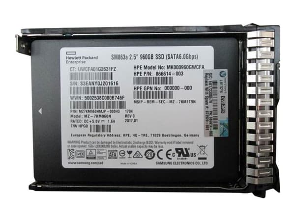 HPE Mixed Use-3 - SSD - 960 GB - hot-swap - 2.5" SFF - SATA 6Gb/s - med HP SmartDrive-bärvåg