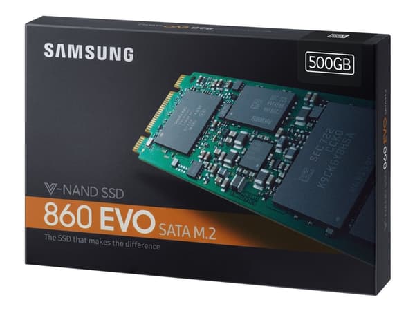 Samsung 860 EVO MZ-N6E500BW - SSD - krypteret - 500 GB - sisäinen - M.2 2280 - SATA 6Gb/s - puskuri: 512 MB - 256-bittinen AES - TCG Opal Encryption