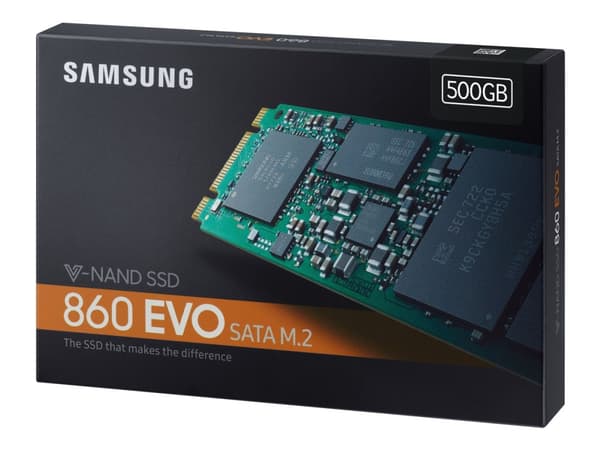 Samsung 860 EVO MZ-N6E500BW - SSD - krypteret - 500 GB - sisäinen - M.2 2280 - SATA 6Gb/s - puskuri: 512 MB - 256-bittinen AES - TCG Opal Encryption