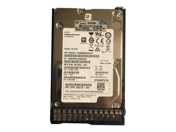 HPE Enterprise - Hårddisk - 600 GB - hot-swap - 2,5" SFF - SAS 12Gb/s - 15000 rpm - med HPE Smart Carrier