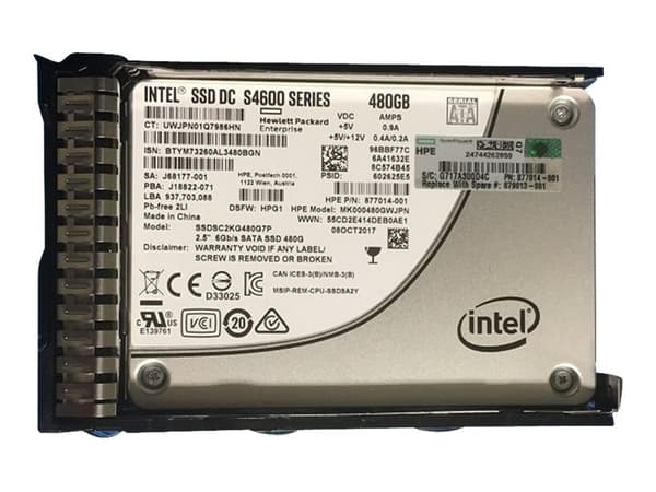 HPE Mixed Use - SSD - 480 GB - intern - 2.5" SFF - SATA 6Gb/s - med HPE Smart Carrier