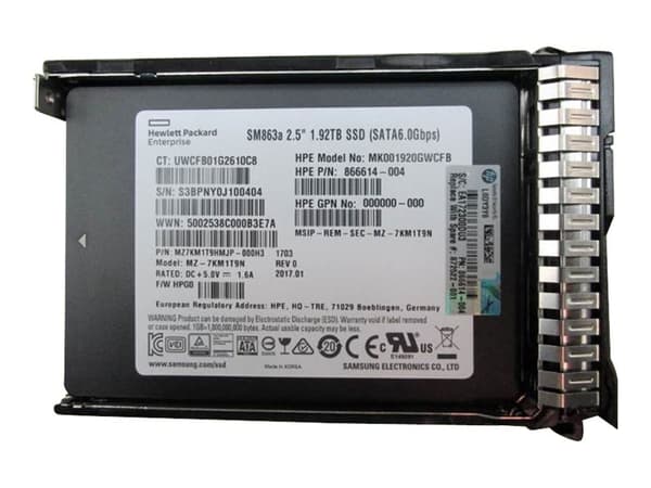 HPE Mixed Use-3 - SSD - 1.92 TB - 2.5" SFF - SATA 6Gb/s - med HPE Smart Carrier
