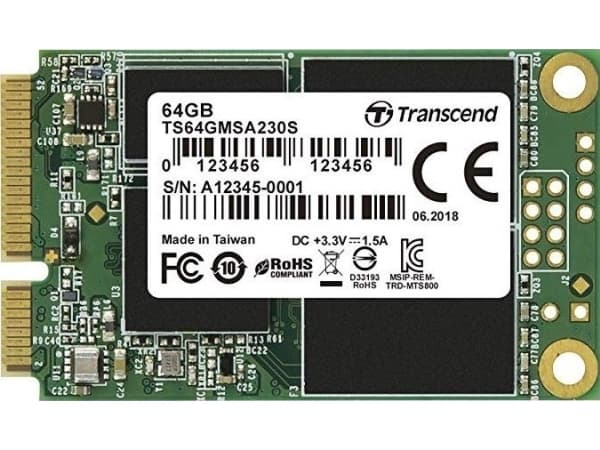 Transcend mSATA 230S 64GB, 64 GB, mSATA, 390 MB/s, 6 Gbit/s