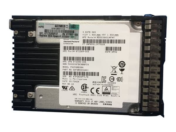 HPE - SSD - Read Intensive - 3.84 TB - hot-swap - 2.5" SFF - SAS 12Gb/s - med HPE Smart Carrier