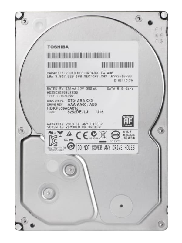 Toshiba DT Series - Harddisk - 2 TB - intern - 3.5" - SATA 6Gb/s - 5700 rpm - buffer: 32 MB