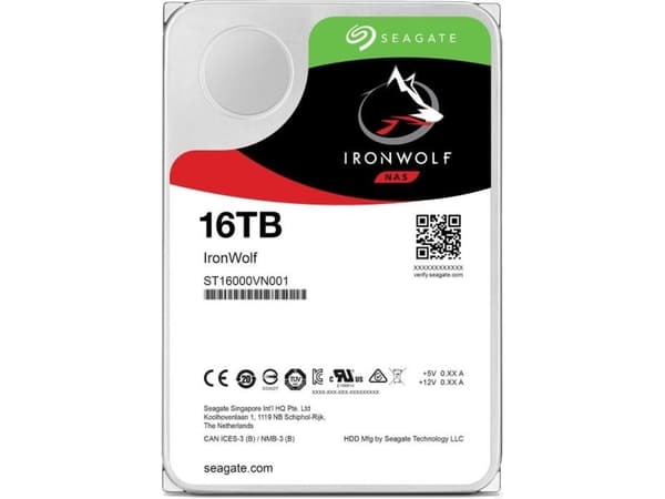 Seagate IronWolf ST16000VN001 - Harddisk - 16 TB - intern - 3,5" - SATA 6Gb/s - 7200 rpm - buffer: 256 MB