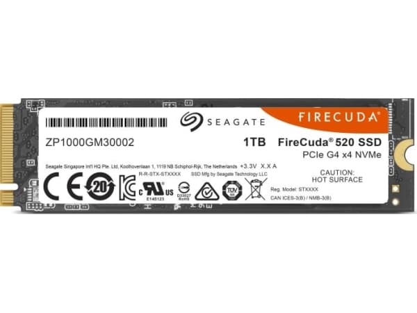 Seagate FireCuda 520 ZP1000GM3A002 - SSD - 1 TB - inbyggd - M.2 2280 - PCIe 4.0 x4 (NVMe) - för Intel Next Unit of Computing 12 Enthusiast Mini PC -