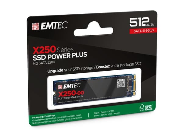 EMTEC SSD Power Plus X250 - SSD - 512 GB - intern - M.2 2280 - SATA 6Gb/s