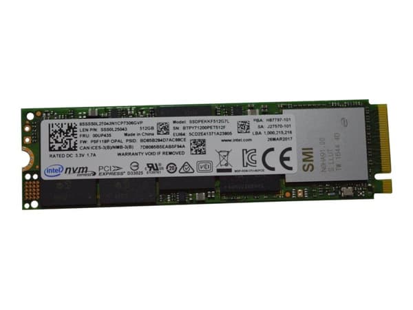 Intel SSDPEKKF512G7L - SSD - krypterat - 512 GB - inbyggd - M.2 2280 - PCIe 3.0 x4 (NVMe) - TCG Opal Encryption - FRU, CRU - Tier 2 - för ThinkPad P5