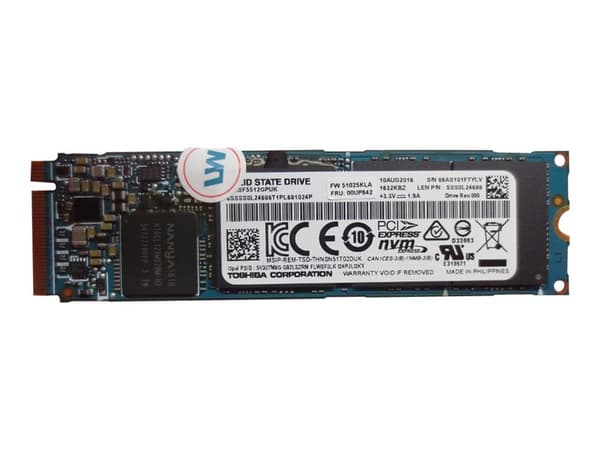 Toshiba - SSD - kryptert - 512 GB - intern - M.2 2280 - PCIe 3.0 x4 (NVMe) - TCG Opal Encryption - FRU, (CRU) - Tier 1 - for ThinkCentre M710; Thinkp