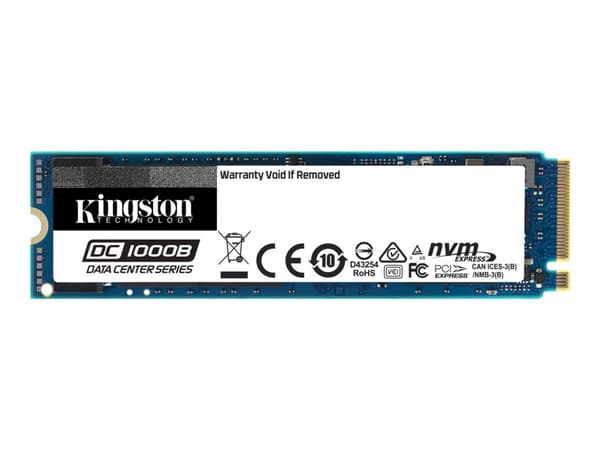 Kingston Data Center DC1000B - SSD - krypterat - 480 GB - inbyggd - M.2 2280 - PCIe 3.0 x4 (NVMe) - 256 bitars AES - Self-Encrypting Drive (SED)