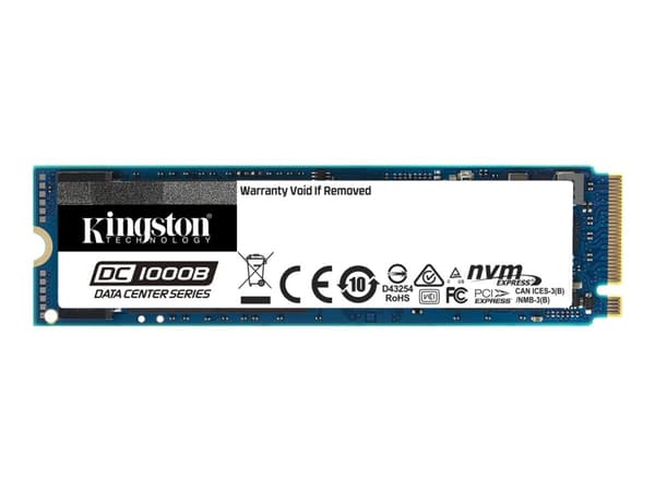 Kingston Data Center DC1000B - SSD - krypterat - 480 GB - inbyggd - M.2 2280 - PCIe 3.0 x4 (NVMe) - 256 bitars AES - Self-Encrypting Drive (SED)