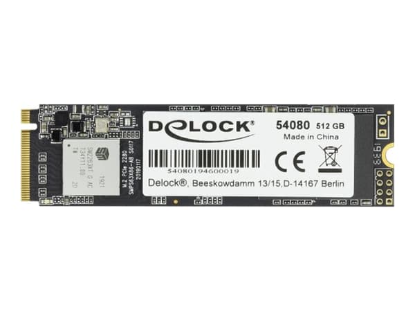 Delock M.2 SSD - SSD - 512 GB - inbyggd - M.2 2280 - PCIe 3.0 x4 (NVMe)