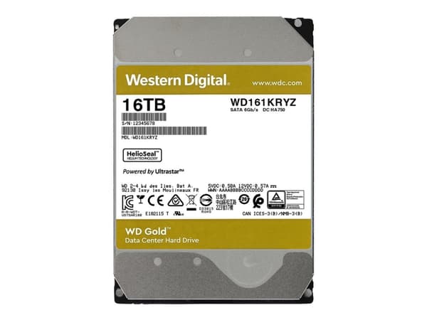 WD Gold WD161KRYZ - Harddisk - 16 TB - intern - 3,5" - SATA 6 Gb/s - 7200 rpm - buffer: 512 MB