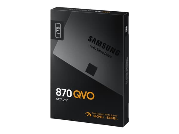 Samsung 870 QVO MZ-77Q1T0BW - SSD - krypterat - 1 TB - inbyggd - 2.5" - SATA 6Gb/s - buffert: 1 GB - 256 bitars AES - TCG Opal Encryption