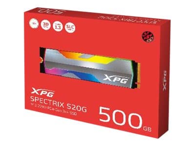 ADATA XPG Spectrix S20G RGB - SSD - 500 GB - inbyggd - M.2 2280 - PCIe 3.0 x4 (NVMe) - 256 bitars AES - integrerad kylfläns