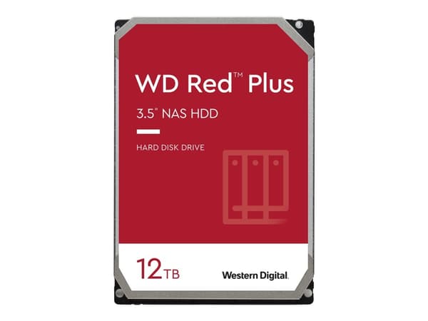 WD Red Plus NAS Hard Drive WD120EFBX - Harddisk - 12 TB - intern - 3.5" - SATA 6Gb/s - 7200 rpm - buffer: 256 MB