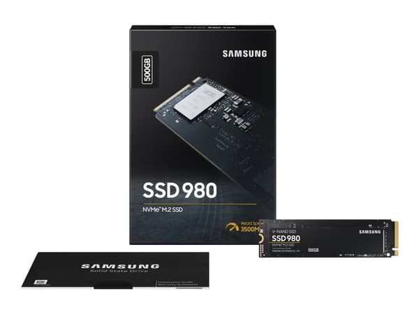 Samsung 980 MZ-V8V500BW - Solid State Drive - krypteret - 500 GB - intern - M.2 2280 - PCI Express 3.0 x4 (NVMe) - 256-bit AES - TCG Opal Encryption
