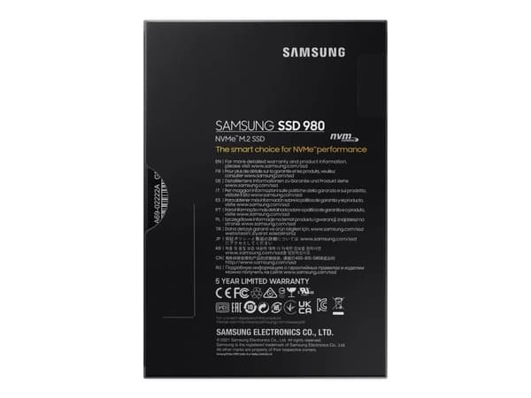 Samsung 980 MZ-V8V1T0BW - Solid State Drive - krypteret - 1 TB - intern - M.2 2280 - PCI Express 3.0 x4 (NVMe) - 256-bit AES - TCG Opal Encryption