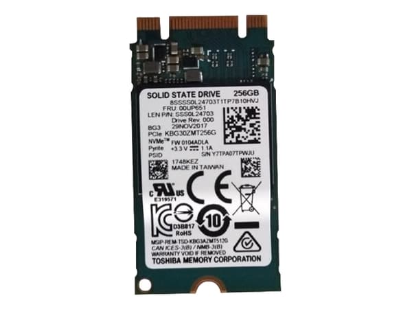 Toshiba - SSD - 256 GB - inbyggd - M.2 2242 - PCIe 3.0 x2 (NVMe) - FRU - för ThinkPad 11e (5th Gen) 20LR; ThinkPad Yoga 11e (5th Gen) 20LN