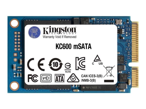 Kingston KC600 - SSD - krypterat - 1024 GB - inbyggd - mSATA - SATA 6Gb/s - 256 bitars AES - TCG Opal Encryption, Self-Encrypting Drive (SED)