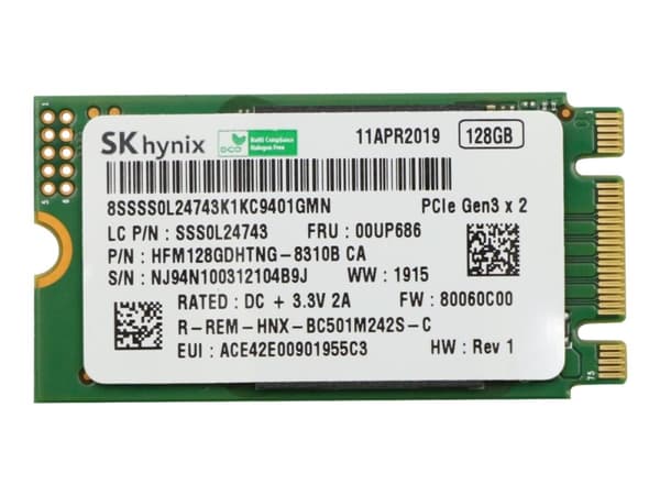 SK Hynix - SSD - 128 GB - intern - M.2 2242 - PCIe 3.0 x2 (NVMe) - FRU - for IdeaCentre 510-15; 510-22; 510-23; 510A-15