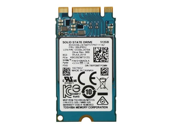 Toshiba - SSD - 512 GB - intern - M.2 2242 - PCIe 3.0 x2 (NVMe) - FRU - for ThinkPad E490 20N8, 20N9; E490s 20NG; E590 20NB, 20NC