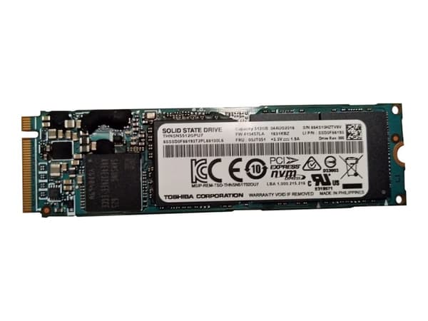 Toshiba - SSD - 512 GB - sisäinen - M.2 2280 - PCIe 3.0 x4 - FRU - ThinkPad P50 20EQ; P70 20ES; X1 Yoga (1. sukupolvi) 20FQ, 20FR; ThinkPad Yoga 260
