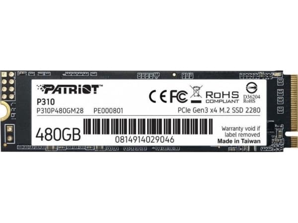 Patriot P310 - SSD - 480 GB - intern - M.2 2280 - PCIe 3.0 x4 (NVMe)