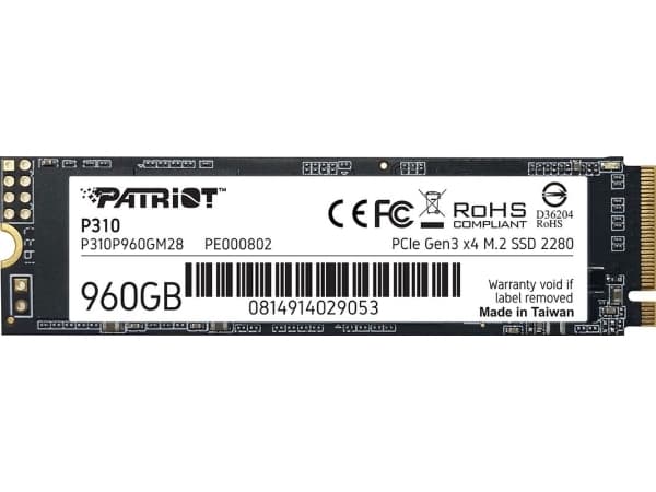 Patriot P310 - SSD - 960 GB - inbyggd - M.2 2280 - PCIe 3.0 x4 (NVMe)