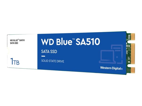 WD Blue SA510 WDS100T3B0B - SSD - 1 TB - inbyggd - M.2 2280 - SATA 6Gb/s - blå