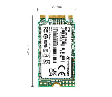 Transcend MTS425S - SSD - 1 TB - inbyggd - M.2 2242 - SATA 6Gb/s