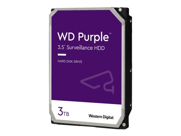 WD Purple WD33PURZ - Hårddisk - 3 TB - övervakning - inbyggd - 3.5" - SATA 6Gb/s - 5400 rpm - buffert: 256 MB