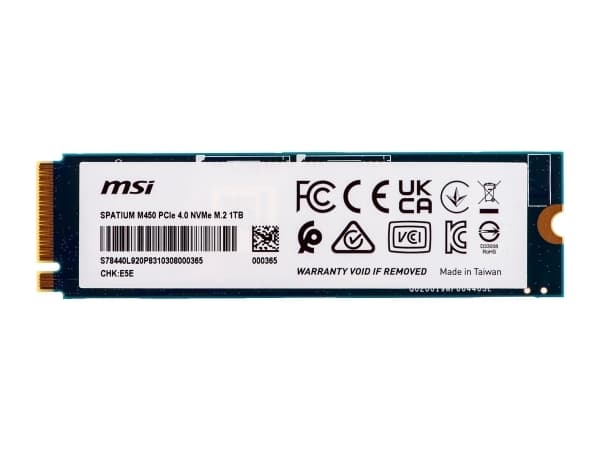 MSI SPATIUM M450 - SSD - kryptert - 1 TB - intern - M.2 2280 - PCIe 4.0 x4 (NVMe)