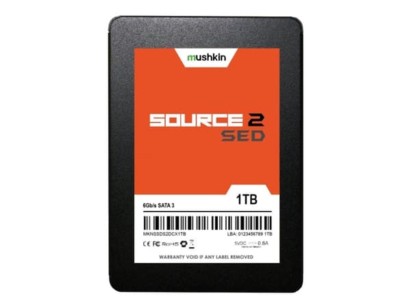 Mushkin Source 2 SED - SSD - kryptert - 1 TB - intern - 2.5" - SATA 6Gb/s - 256-bit AES - Self-Encrypting Drive (SED), TCG Opal Encryption