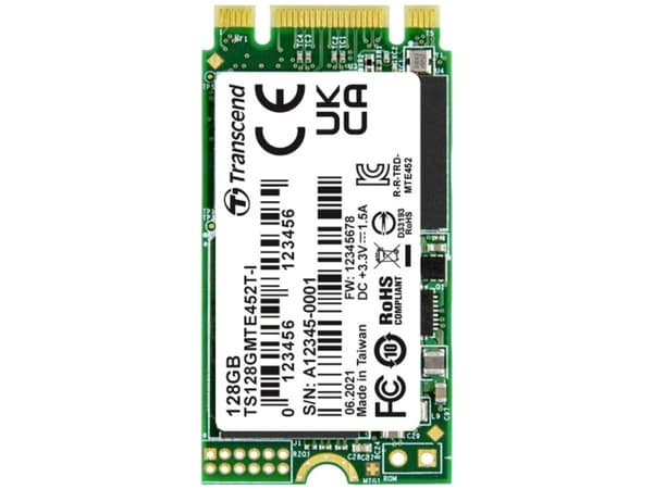 Transcend MTE452T-I - SSD - 128 GB - intern - M.2 2242 (dobbelsidig) - PCIe 3.0 x2 (NVMe)