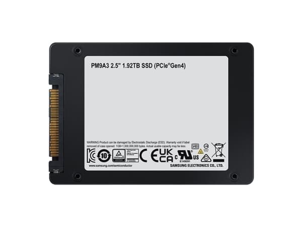 Samsung PM9A3 MZ-QL21T900 - SSD - salattu - 1,92TB - sisäinen - 2,5" (6,4 cm) - U.2 PCIe 4.0 x4 (NVMe) - 256-bittinen AES - TCG Opal-salaus (MZ-QL21T