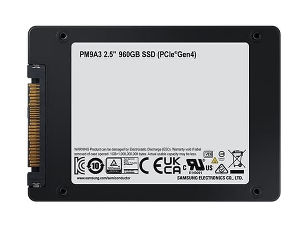 Samsung PM9A3 MZ-QL296000 - SSD - kryptert - 960 GB - intern - 2,5" (6,4 cm) - U.2 PCIe 4.0 x4 (NVMe) - 256-bit AES - TCG Opal Encryption (MZ-QL29600
