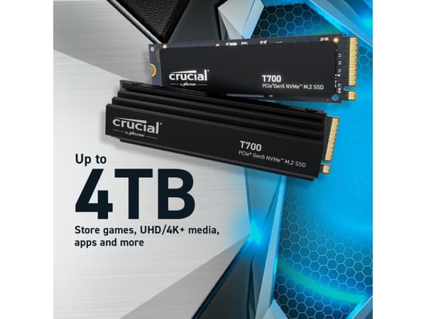 Crucial T700 - SSD - krypterat - 2 TB - inbyggd - M.2 - PCI Express 5.0 (NVMe) - TCG Opal Encryption 2.01