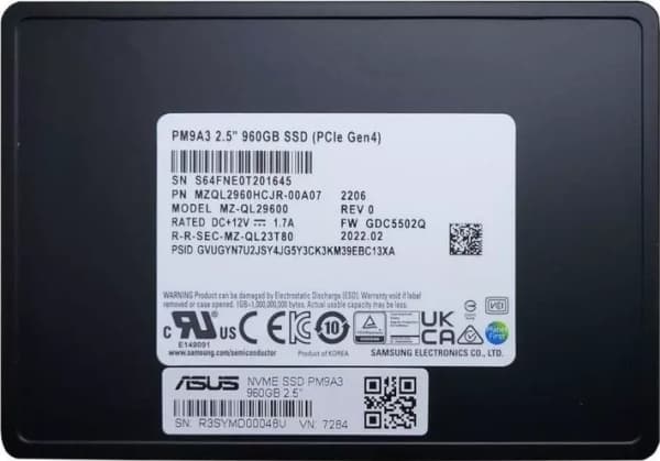 Palvelinlevy Asus PM9A3 960GB 2.5'' PCI-E x4 Gen 4 NVMe (90SKH00-MEXAN0)