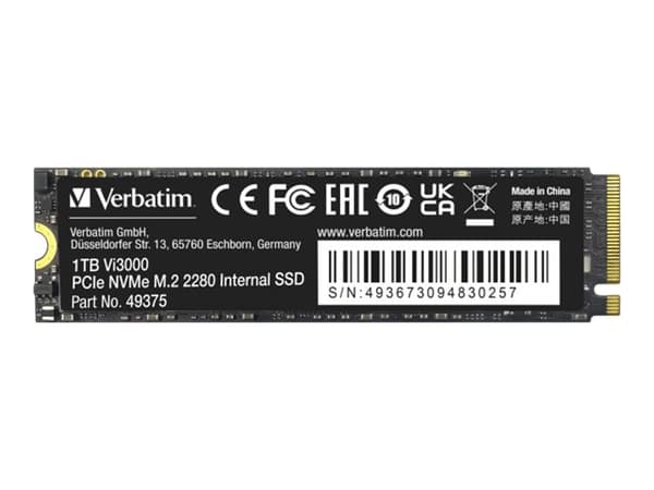 Verbatim Vi3000 PCIe NVMe M.2 SSD 1TB, 1000 GB, M.2, 3300 MB/s