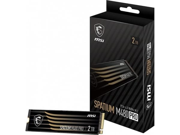 MSI SPATIUM M480 PRO - SSD - krypterat - 2 TB - inbyggd - M.2 2280 - PCIe 4.0 x4 (NVMe) - 256 bitars AES