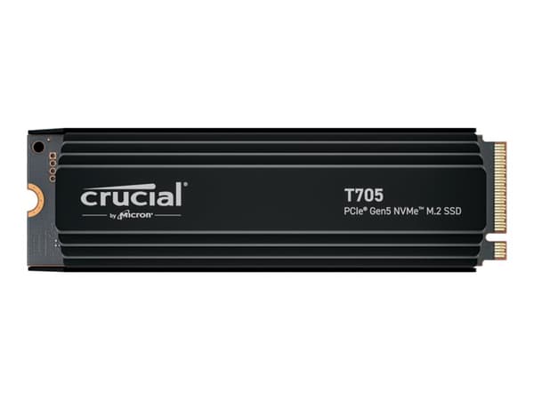 Crucial T705 - SSD - salattu - 1 TB - sisäinen - M.2 2280 - PCI Express 5.0 (NVMe) - TCG Opal Encryption 2.01 - integroitu jäähdytyselementti