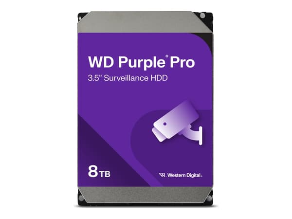 WD Purple Pro WD8002PURP - Harddisk - 8 TB - overvåking, smartvideo - intern - 3.5" - SATA 6Gb/s - 7200 rpm - buffer: 256 MB