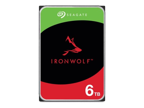 Seagate IronWolf ST6000VN006 - Harddisk - 6 TB - intern - 3.5" - SATA 6Gb/s - 5400 rpm - buffer: 256 MB - med 3-års Seagate Rescue Data Recovery (en